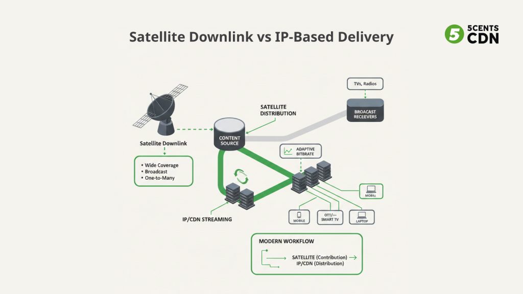 Satellite Downlink vs IP-Based Delivery